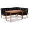 Baxton Studio Sanford Mid-Century Dark Brown Faux Leather and Walnut Brown Finished Wood 3-PC Dining Nook Set 184-11343-9305-Zoro - alternate 5